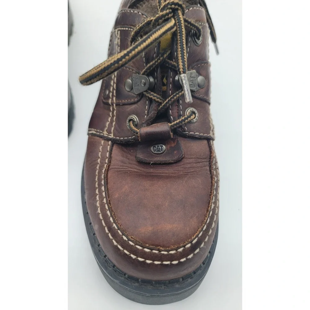 CAT Tracks Caterpillar Leather Oxford Shoes Brown Lug Sole Y2K Mens 10